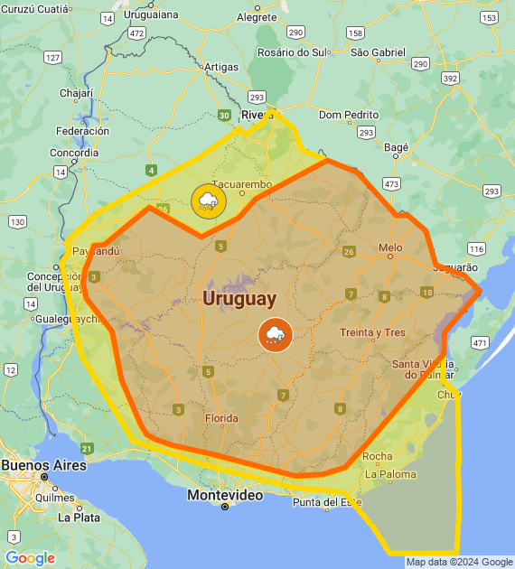 Actualización 22 00 hrs Sigue la Alerta Naranja con fuerte lluvia en