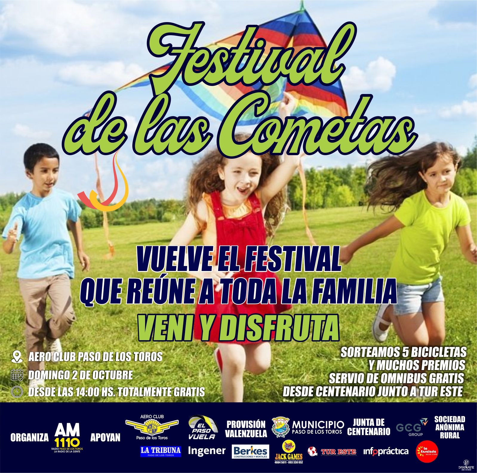 El próximo domingo,Festival de las cometas en Aero Club de Paso de los Toros